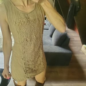 Altar'd State Brown crochet tunic dress